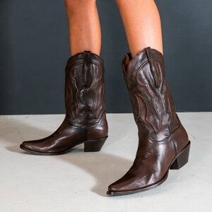 Dan Post Mataya Snip Toe Leather Cowboy Boots – Brown – Size 10